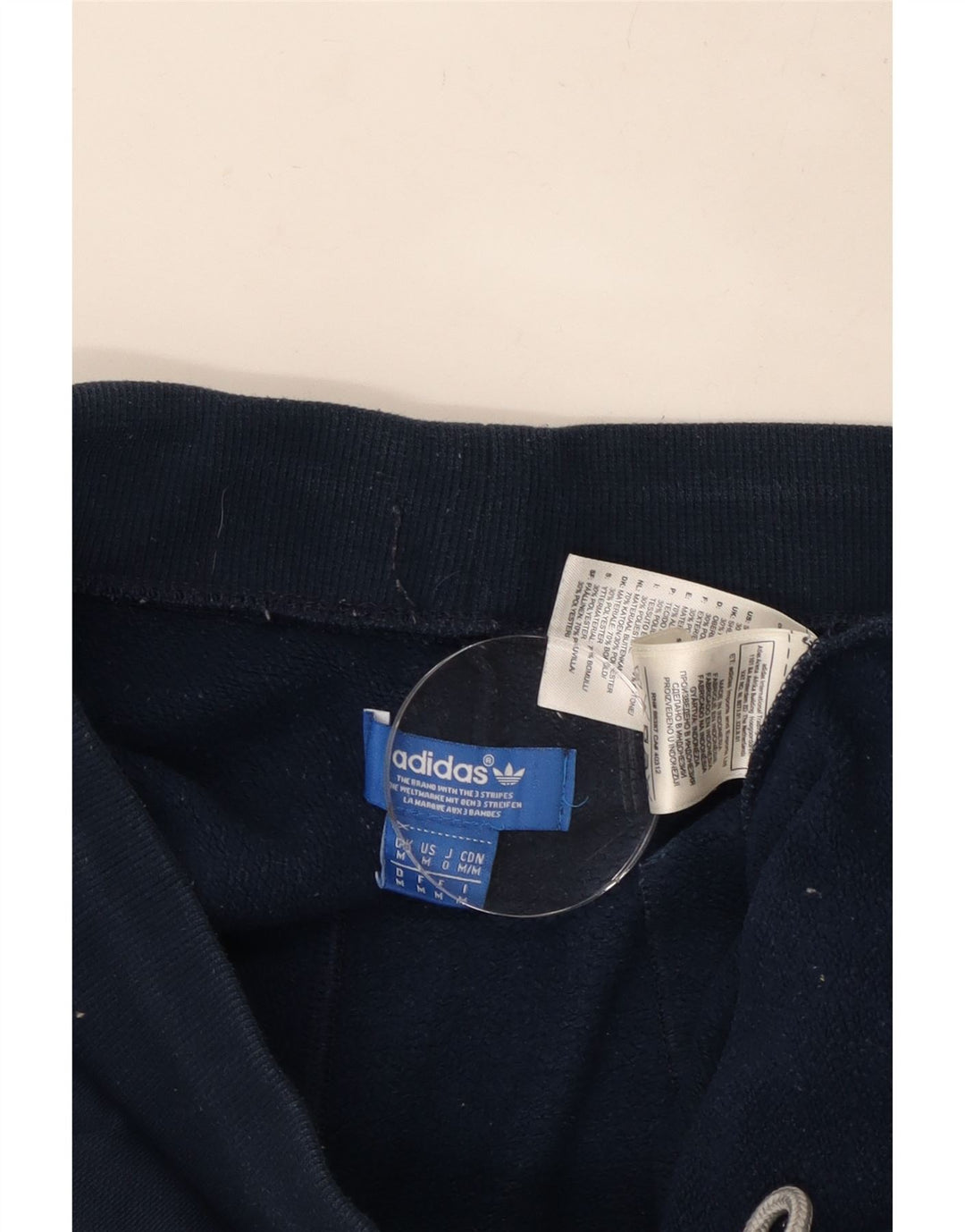 ADIDAS Mens Graphic Tracksuit Trousers Joggers Medium Navy Blue Cotton