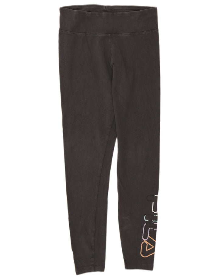 Fila Womens Graphic Leggings UK 10 Small Grey Cotton