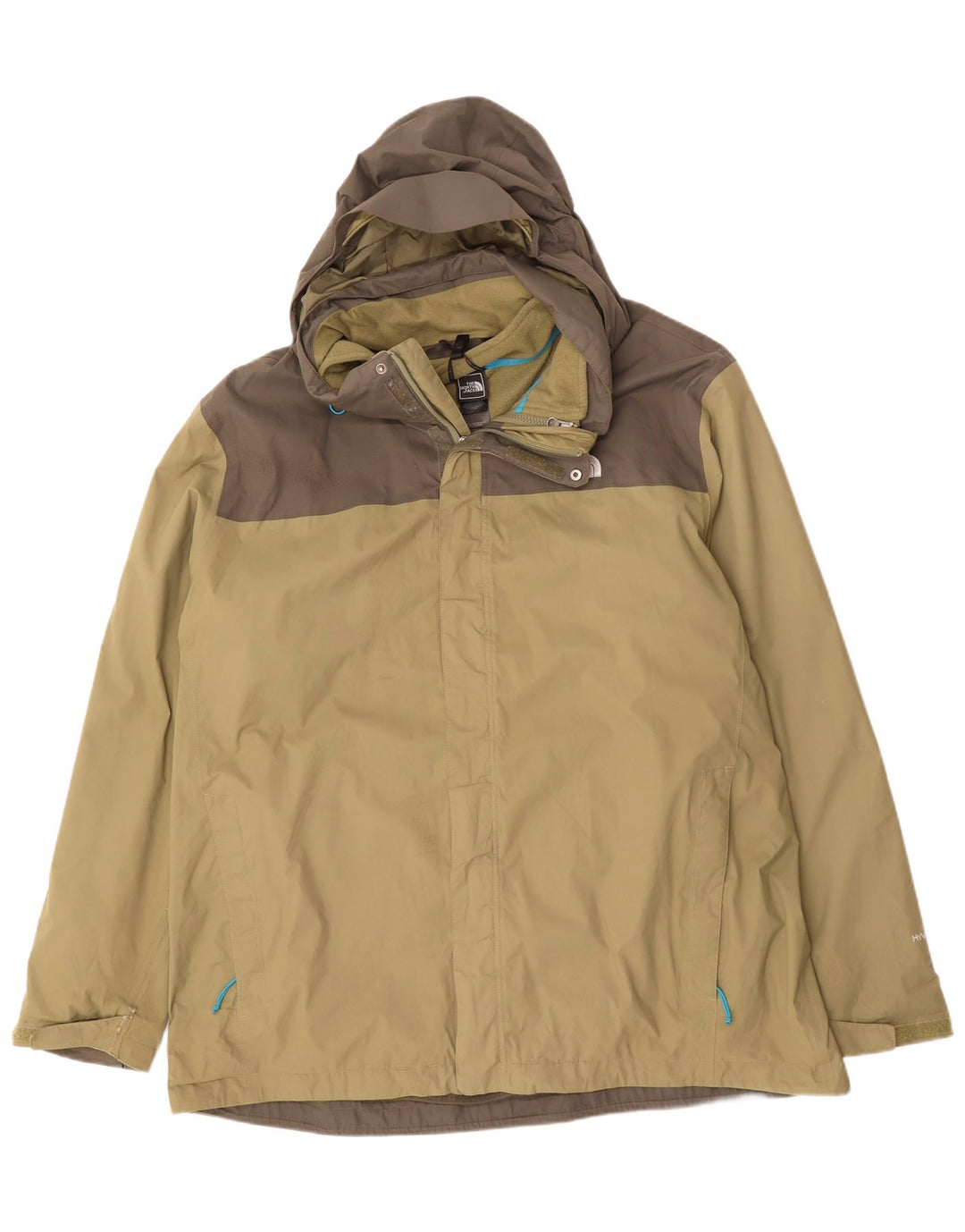 THE NORTH FACE Mens Hooded Windbreaker Jacket UK 46 3XL Khaki Colourblock
