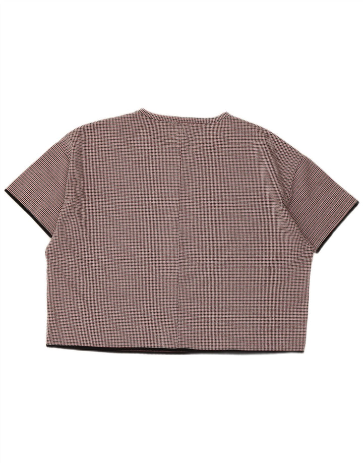 Zara Womens Oversized Blouse Top UK 14 Large Brown Houndstooth