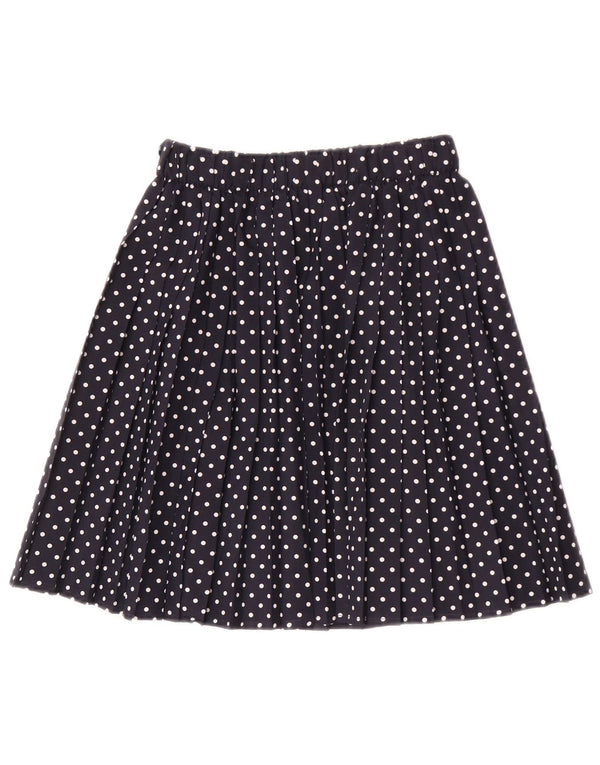Vintage Womens Mini Pleated Skirt IT 42 Medium W26 Navy Blue Polka Dot
