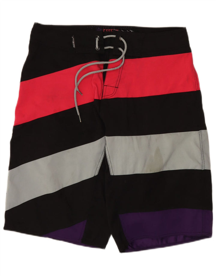 EFFEKT Mens Graphic Swimming Shorts Large Multicoloured Striped Cotton