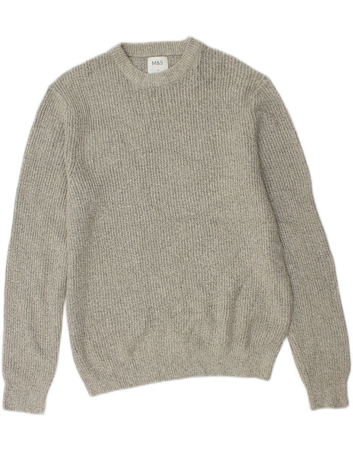 MARKS & SPENCER Mens Crew Neck Jumper Sweater Medium Grey Polyamide