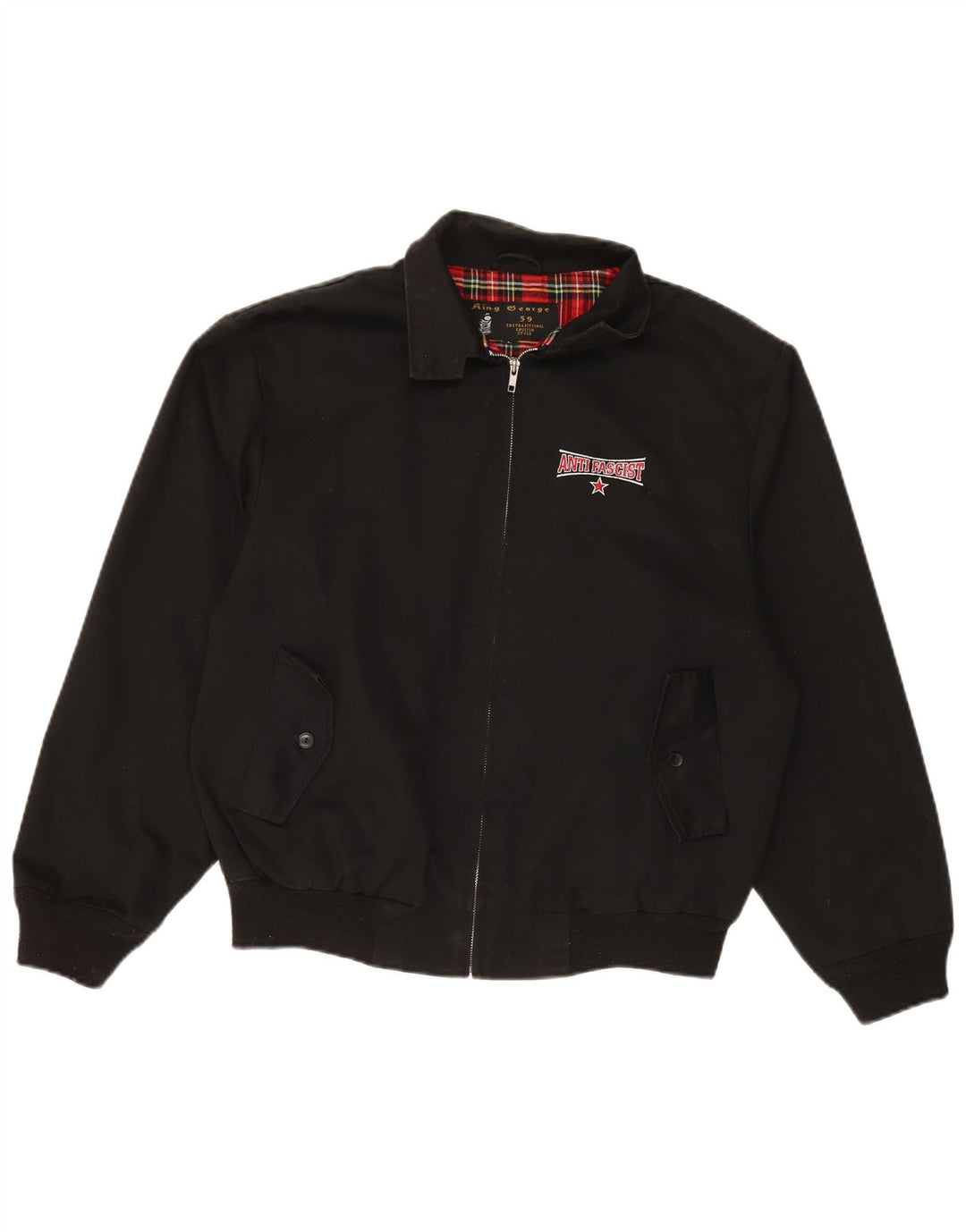 KING GEORGE Mens Bomber Jacket UK 40 Large Black Polyester