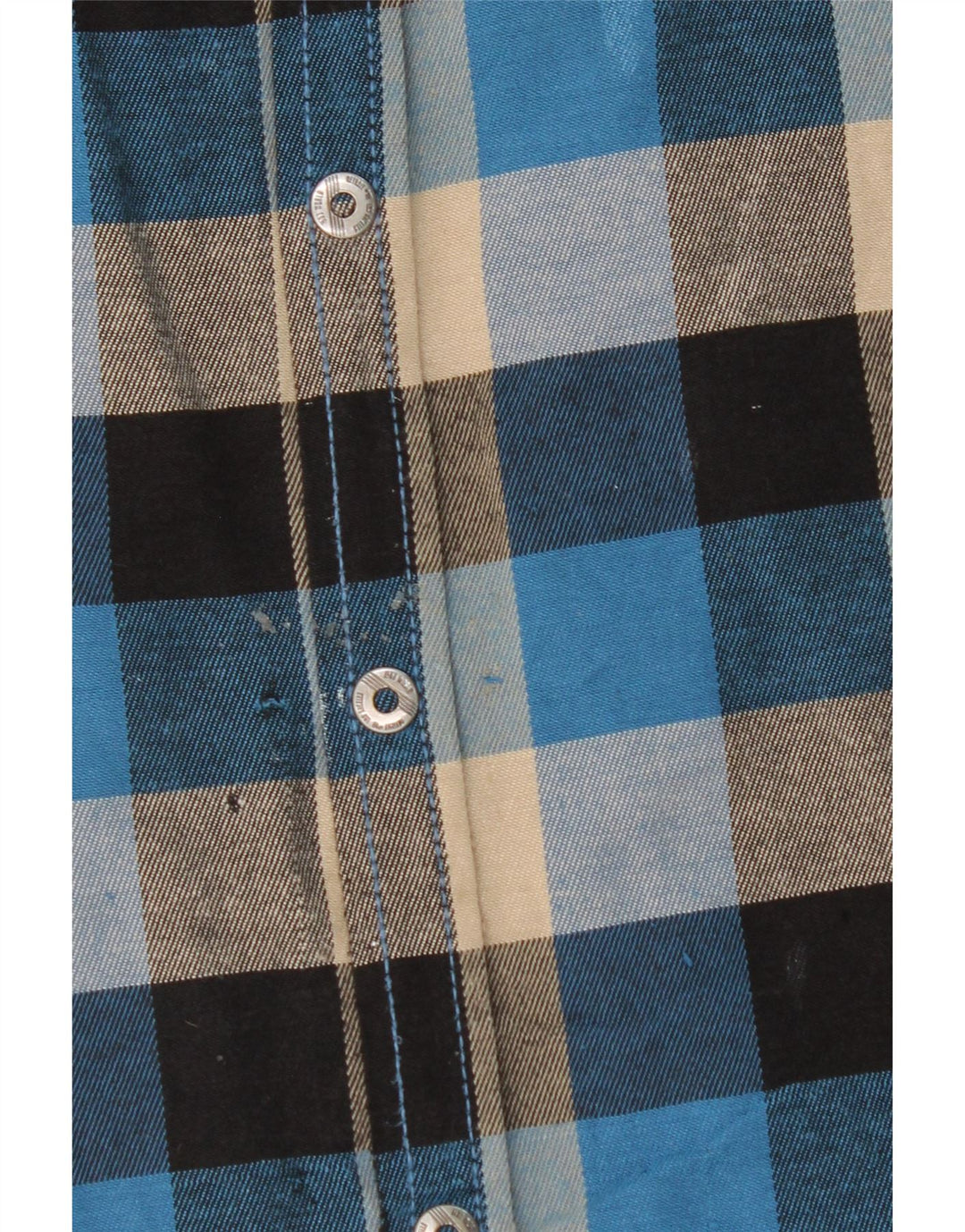 VINTAGE Boys Flannel Shirt 14-15 Years Blue Check Polyester Vintage Vintage and Second-Hand Vintage from Messina Hembry 