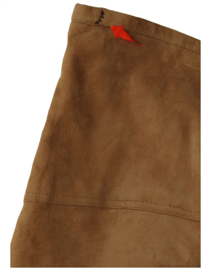VINTAGE Womens Suede Skirt W36 XL Beige