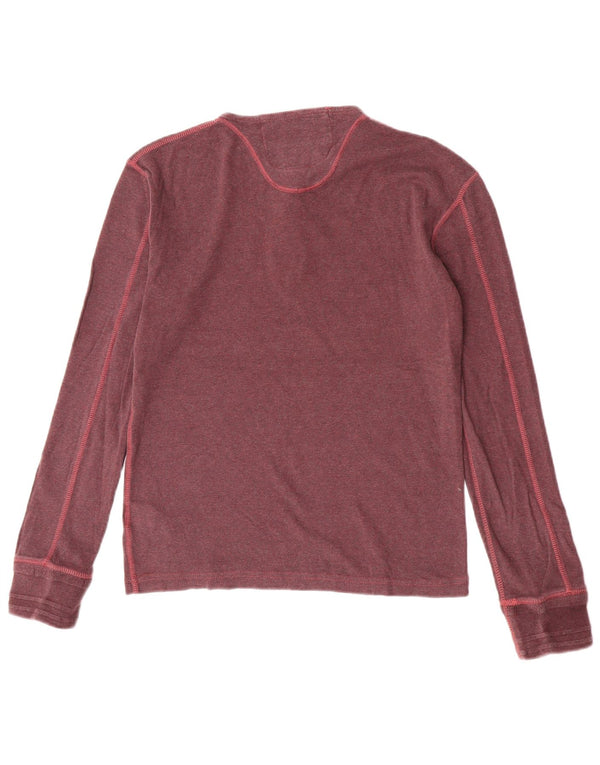 Superdry Mens Slim Fit Top Long Sleeve Large Maroon Cotton