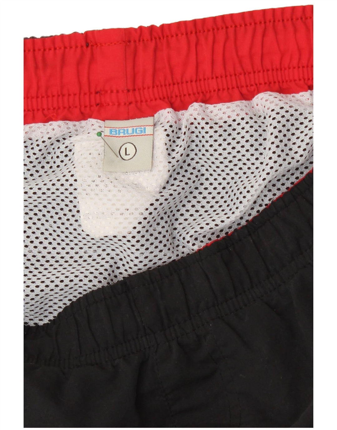 Brugi Mens Swimming Shorts Large Black Striped Polyester