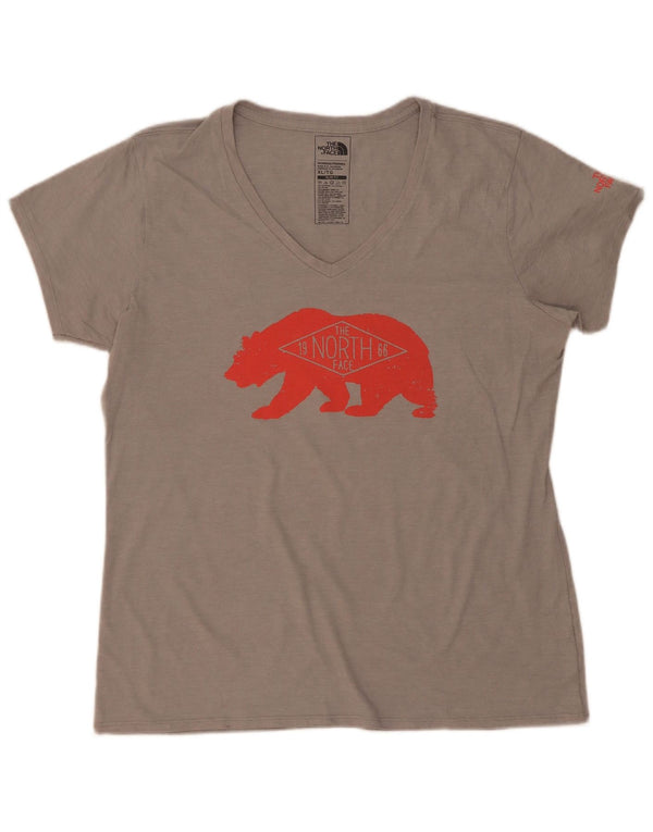 The North Face Womens Slim Fit Graphic T-Shirt Top UK 18 XL Grey Polyester