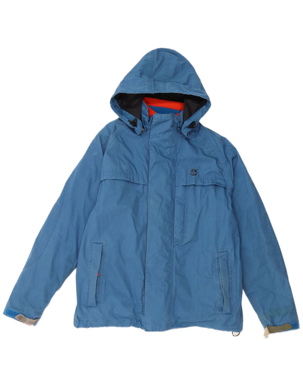 TIMBERLAND Mens Hooded Windbreaker Jacket UK 36 Small Blue Polyester