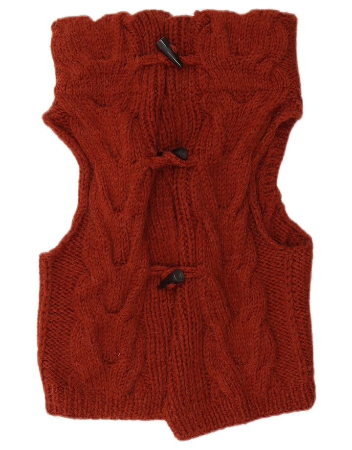 VINTAGE Womens Sleeveless Cardigan Sweater UK 12 Medium Brown