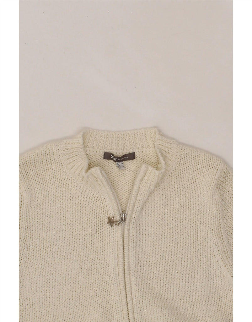 MEXX Womens 3/4 Sleeve Cardigan Sweater UK 12 Medium White Acrylic Vintage Mexx and Second-Hand Mexx from Messina Hembry 