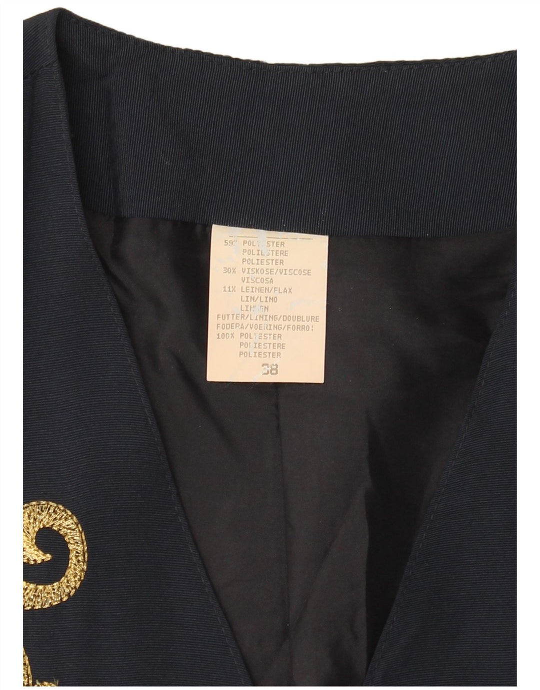 VINTAGE Womens Short Sleeve 3 Button Blazer Jacket EU 38 Medium Navy Blue