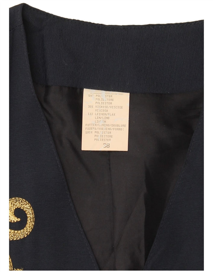VINTAGE Womens Short Sleeve 3 Button Blazer Jacket EU 38 Medium Navy Blue