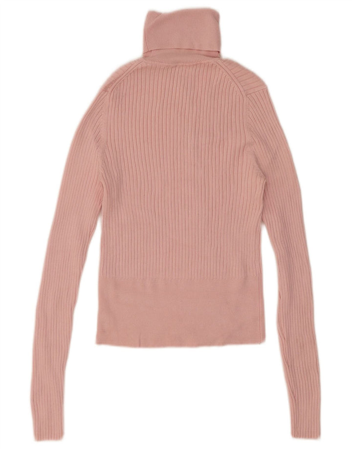 Zara Womens Roll Neck Crop Top UK 12 Medium Pink Viscose