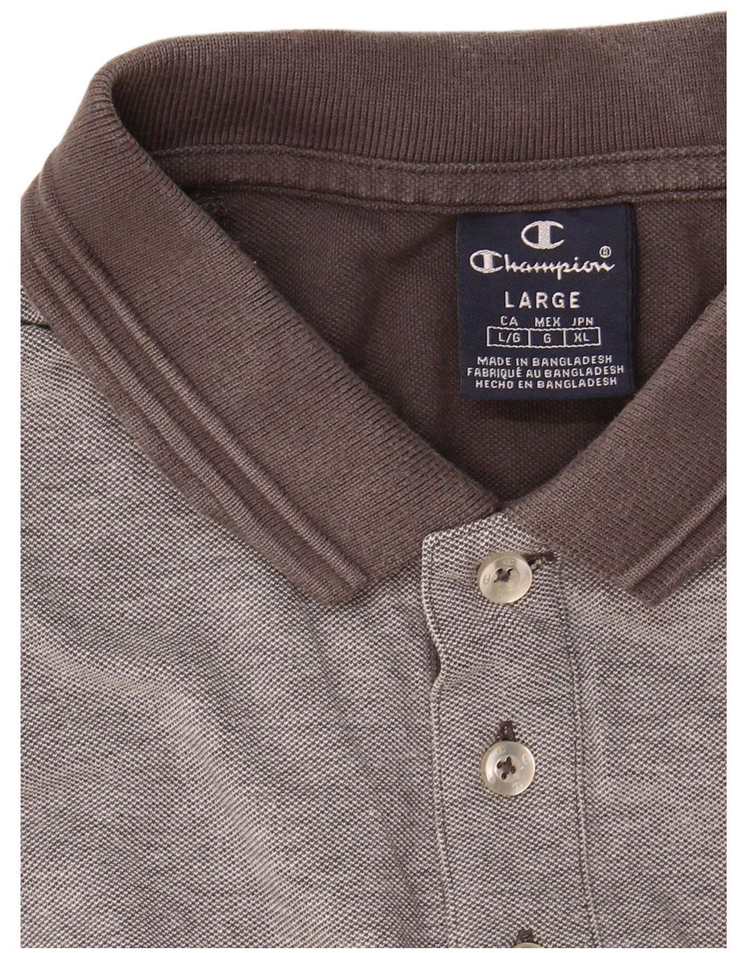 CHAMPION Mens Polo Shirt Large Grey Cotton