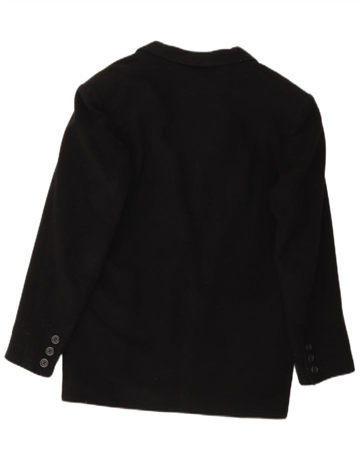Benetton Womens 3 Button Blazer Jacket IT 42 Medium Black Wool