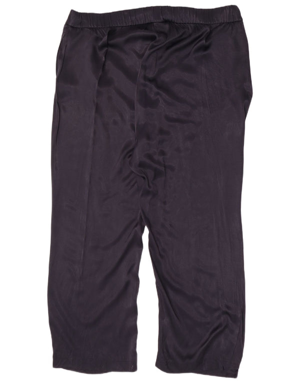 Marks & Spencer Womens High Waist Casual Trousers UK 24 4XL W44 L30 Navy Bl