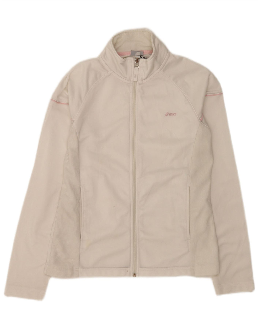 Asics Womens Tracksuit Top Jacket UK 12 Medium White Polyester