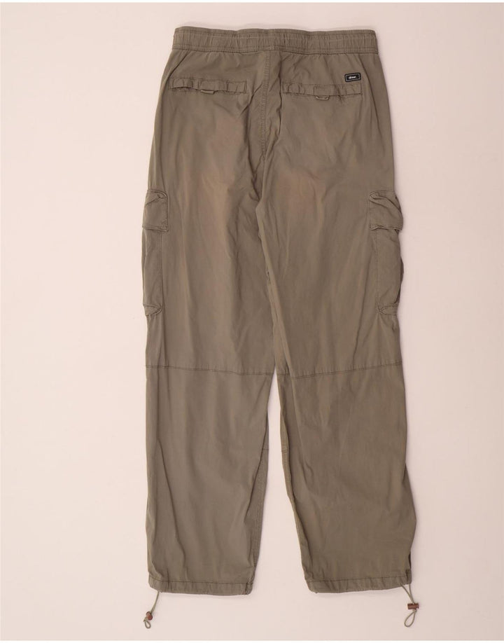 Zara Mens Straight Cargo Trousers Large W32 L28 Khaki Cotton