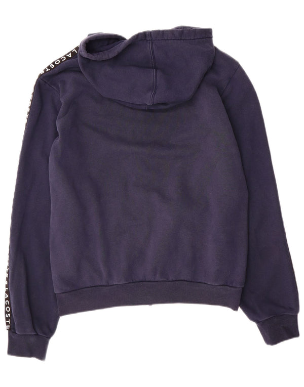 Lacoste Mens Graphic Zip Hoodie Sweater Size 3 Small Navy Blue Colourblock