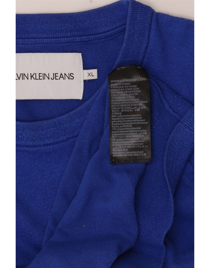 CALVIN KLEIN JEANS Mens Crew Neck Jumper Sweater XL Blue Cotton