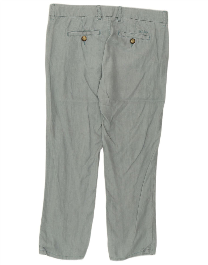 FAT FACE Womens Straight Casual Trousers UK 10 Small W32 L25 Green Linen