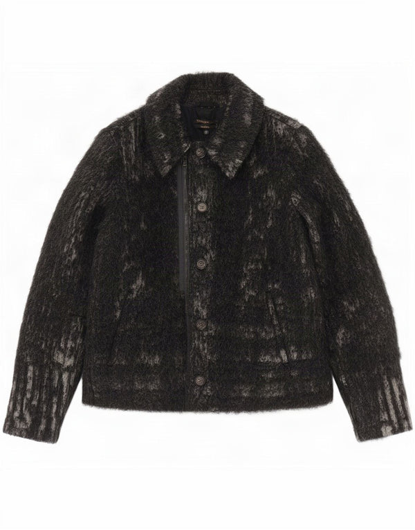 Diesel Womens Oversized Bomber Jacket UK 6 XS Grey Flecked Wool