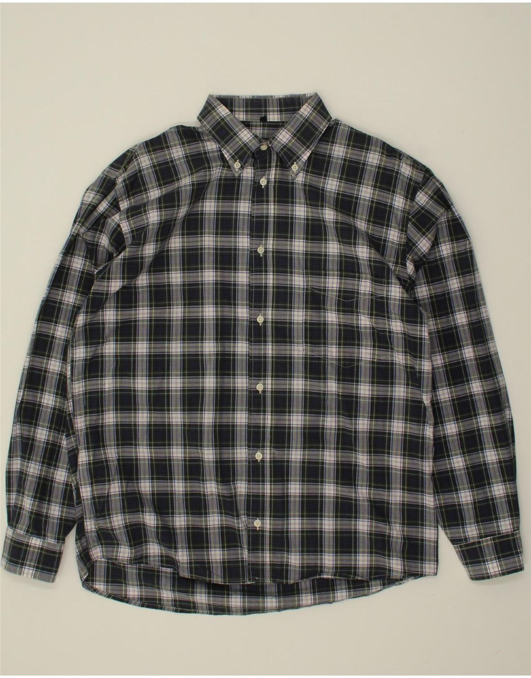 OLD ENGLAND Mens Shirt Size 41 42 Large Navy Blue Check Vintage Old England and Second-Hand Old England from Messina Hembry 