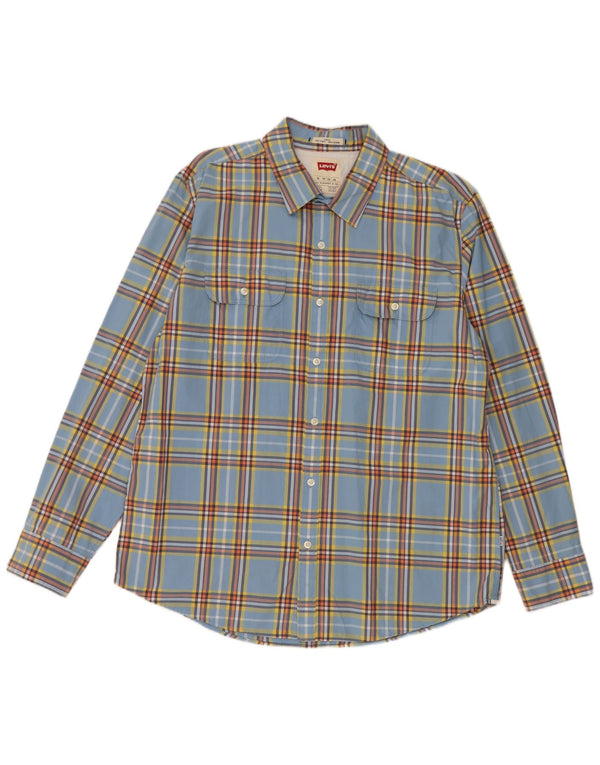 Levi's Mens Slim Fit Shirt XL Blue Check Cotton