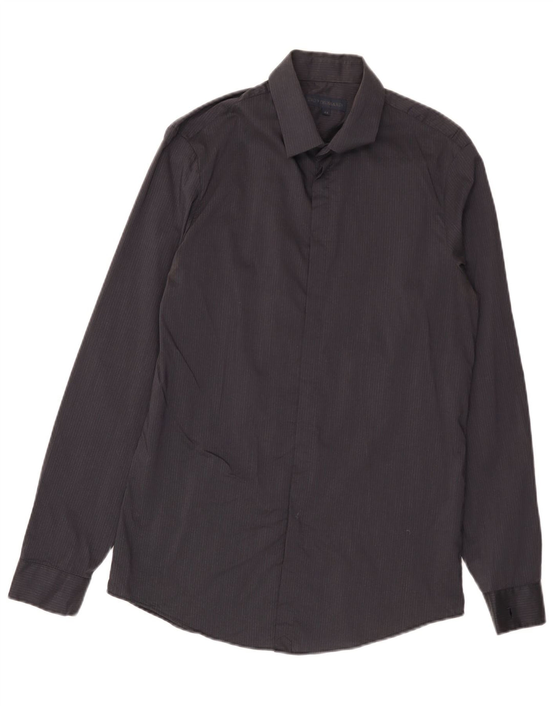 Trussardi Mens Shirt Size 41 Medium Black Pinstripe Cotton