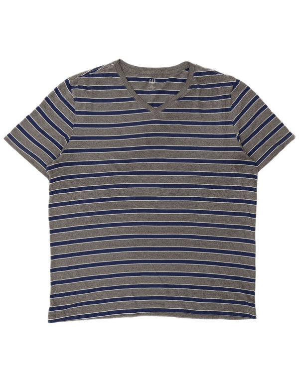 GAP Mens T-Shirt Top XL Grey Striped