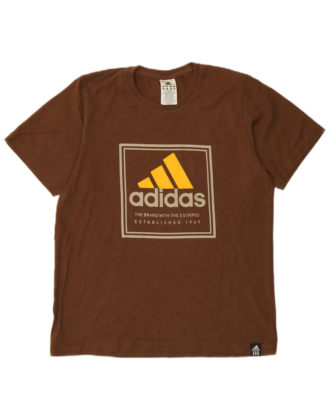 Adidas Mens Graphic T-Shirt Top Small Brown Cotton