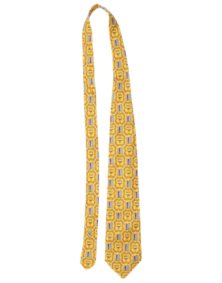MCM Mens Tie One Size Yellow Geometric Silk