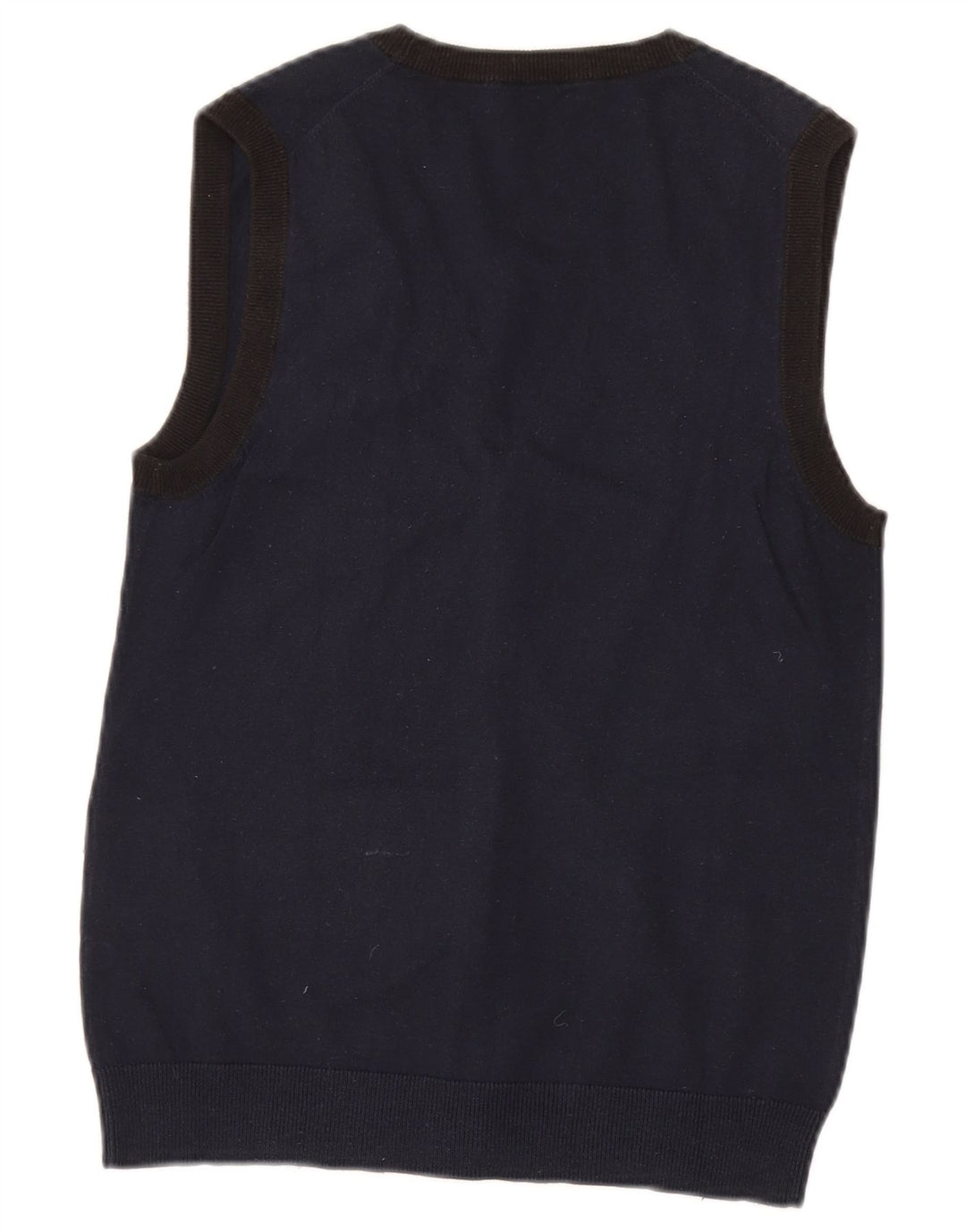 Gas Mens Sleeveless Cardigan Sweater Medium Navy Blue Cotton