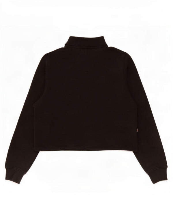 Dickies Womens Zip Neck Sweatshirt Jumper UK 14 Medium Black