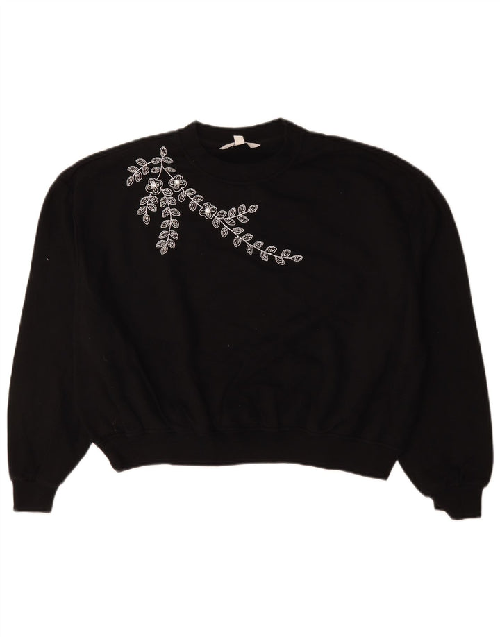 Marks & Spencer Womens Oversized Sweatshirt Jumper UK 10 Small Black Floral