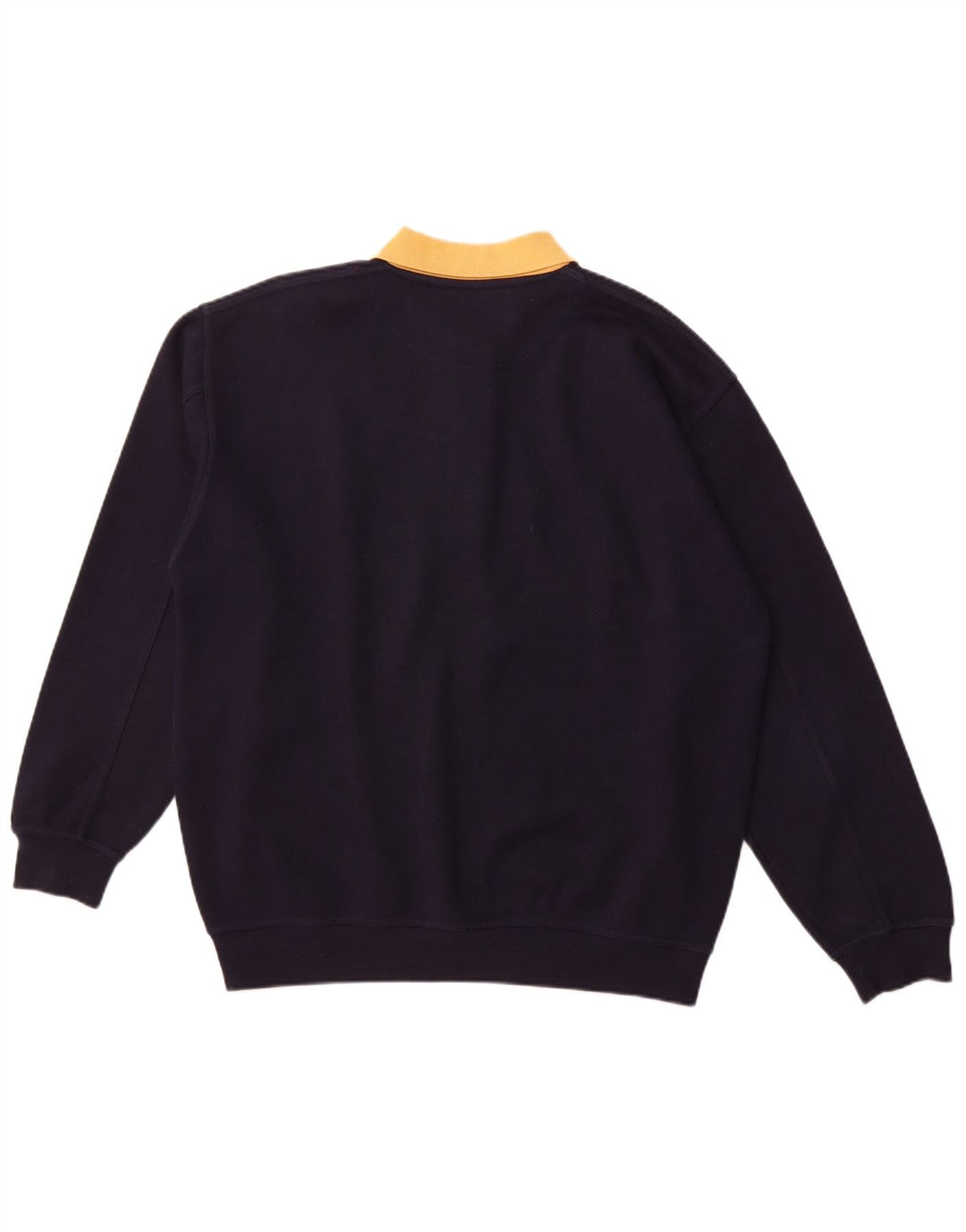 MCFORSUM Mens Polo Neck Sweatshirt Jumper Large Navy Blue Polyester