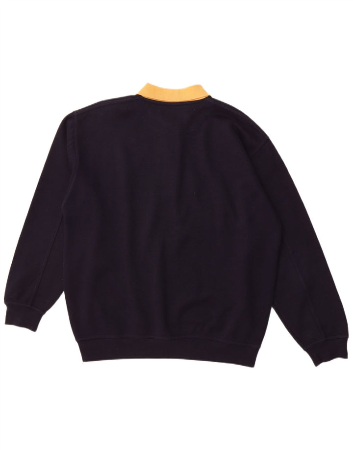 MCFORSUM Mens Polo Neck Sweatshirt Jumper Large Navy Blue Polyester