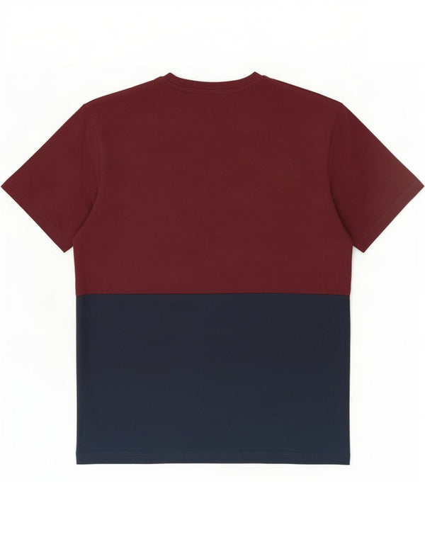 Jack & Jones Mens Graphic T-Shirt Top Medium Burgundy Colourblock Cotton