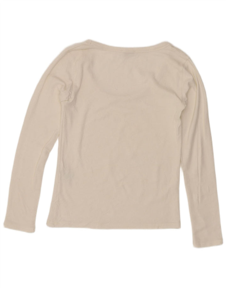 Zara Womens Crop Top Long Sleeve UK 12 Medium White Cotton