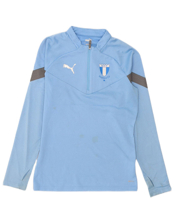 Puma Mens Zip Neck Pullover Tracksuit Top Small Blue Colourblock Polyester