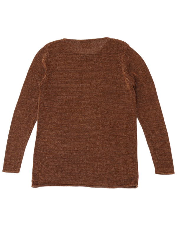 Zara Womens Knit Top Long Sleeve UK 12 Medium Brown Flecked Rayon