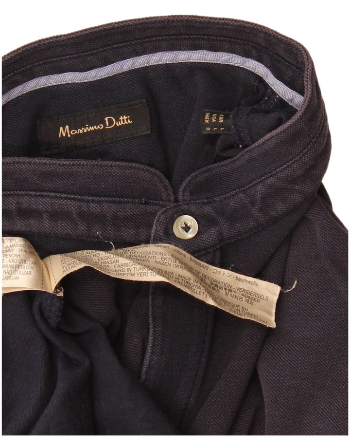 MASSIMO DUTTI Mens Polo Shirt Large Navy Blue Cotton