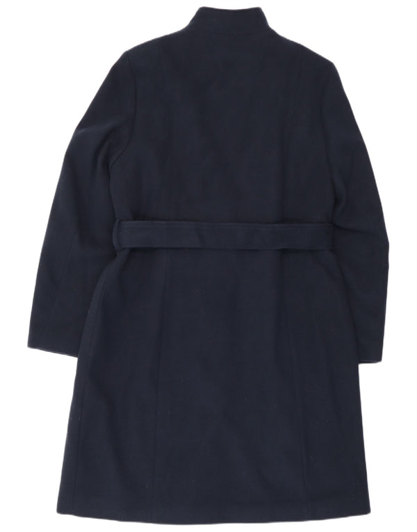 Marks & Spencer Womens Overcoat UK 16 Large Navy Blue Polyester
