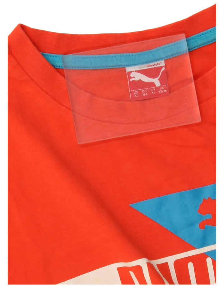 PUMA Girls Graphic T-Shirt Top 13-14 Years Orange