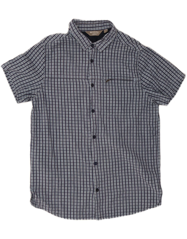 Mountain Warehouse Mens Short Sleeve Shirt Large Navy Blue Check Cotton