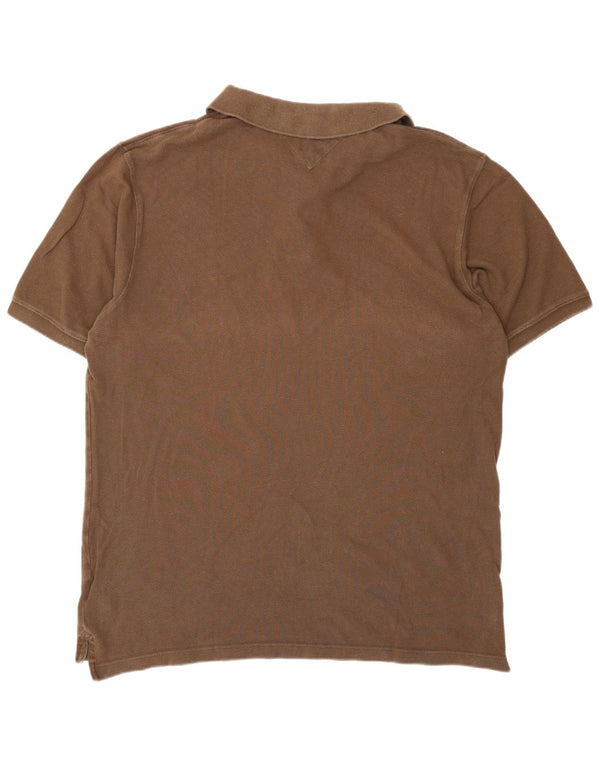 Tommy Hilfiger Mens Slim Fit Polo Shirt 2XL Brown Cotton