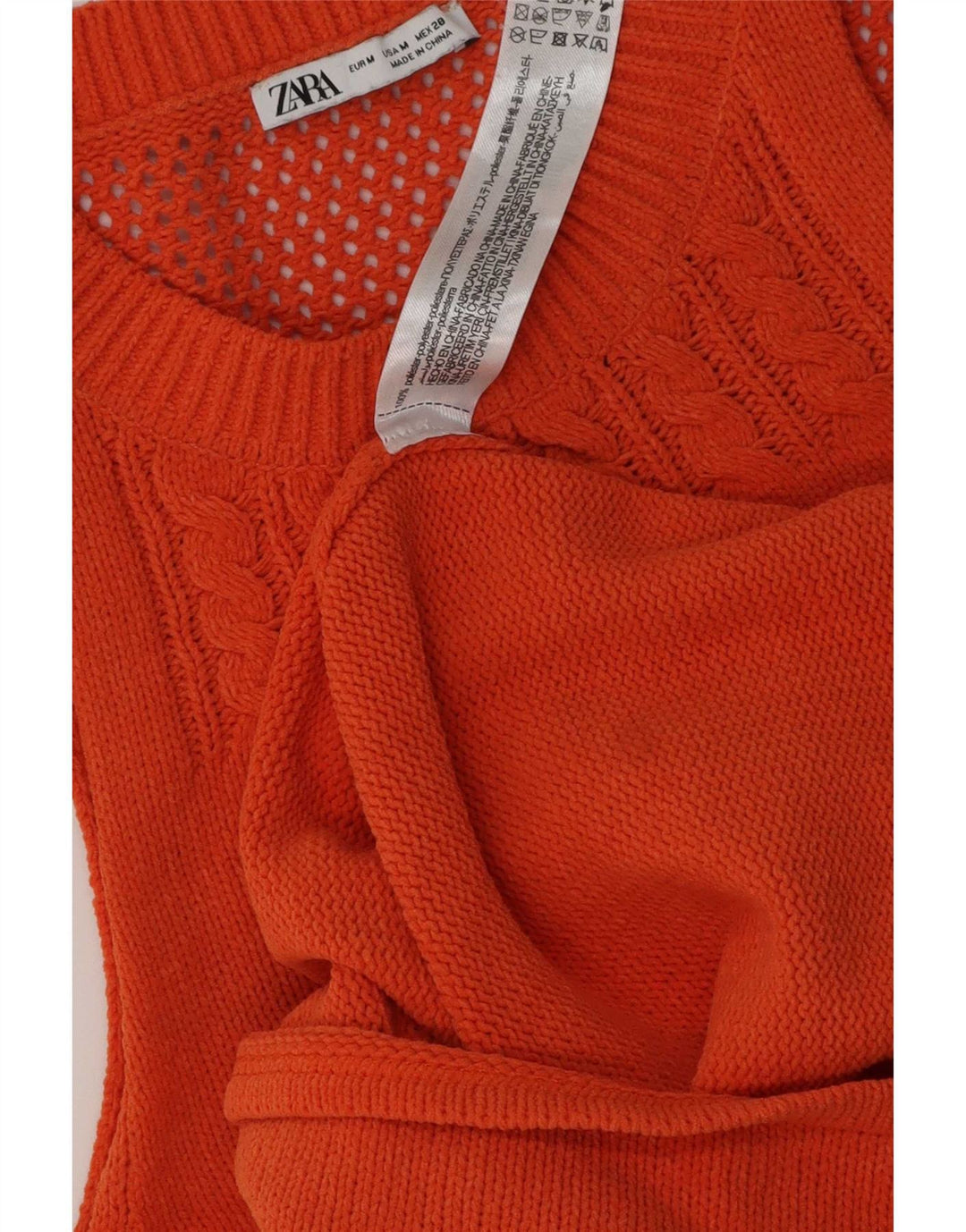 Zara Womens Vest Tank Top UK 12 Medium Orange Polyester