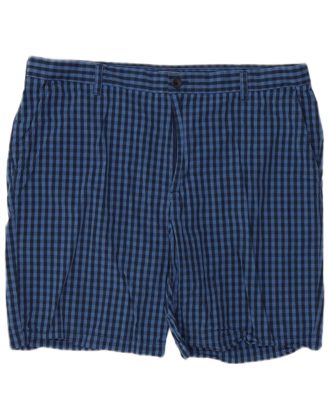IZOD Mens Chino Shorts W38 XL Blue Gingham Cotton